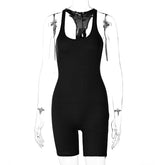 Gestrickter, einfarbiger, enger Sport-Yoga-Strampler mit hoher Taille